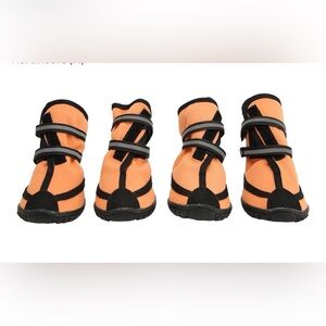 Fockety Dog Boots for Dogs, Size Medium. Orange & Black Non Slip Dog Shoes